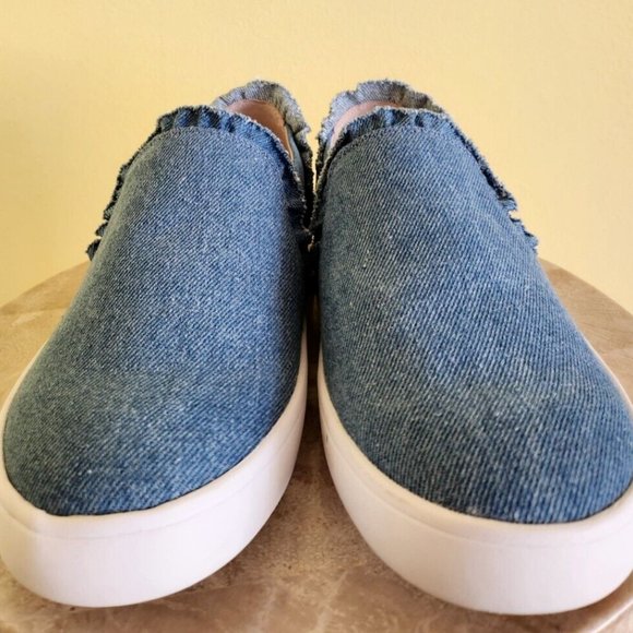 kate spade Shoes - Kate Spade Blue Denim Ruffle Sneakers 9M NWOB Size US 9